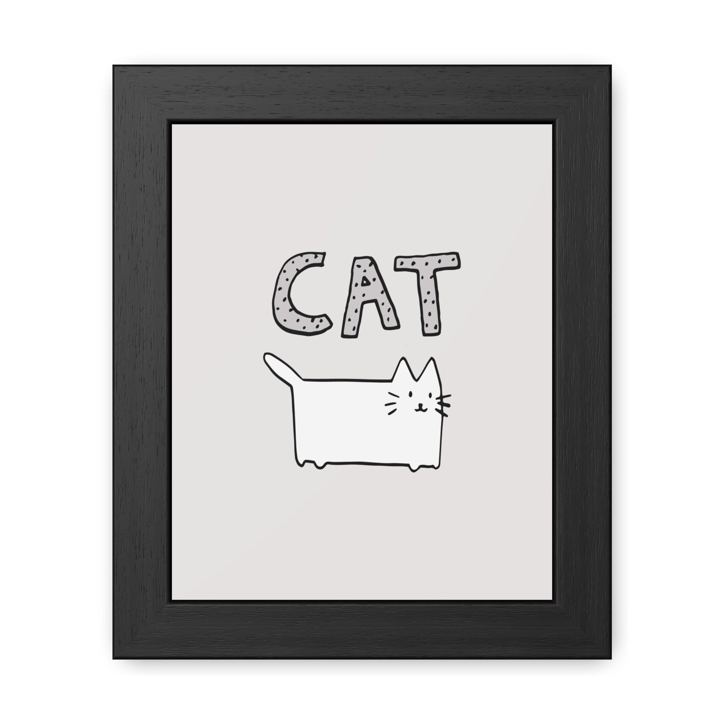 Cute Cat Framed Poster, Cat Lovers Wall Art, Pet Decor, Gift for Cat Owners, Minimalist Cat Print